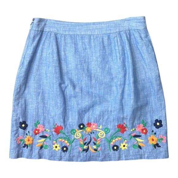 Talbots Embroidered Linen A-Line Skirt Size 8 - Picture 3 of 11